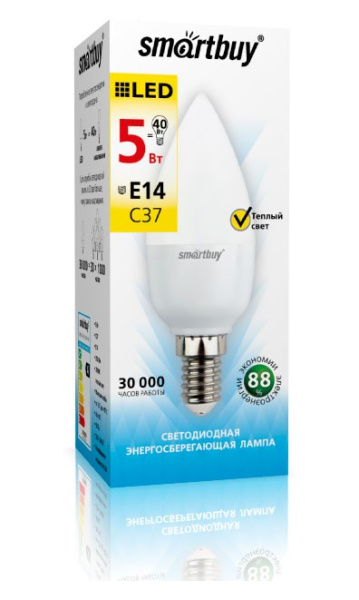 Изображение: светодиодная (led) лампа smartbuy-c37-05w/4000/e14 в #REGION_NAME_DECLINE_PP#