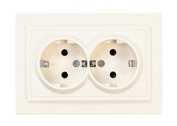 Розетка Zena 2-мест. с/з кремовый т.м.EL-BI в Минске - картинка Картинка: розетка zena 2-мест. с/з кремовый т.м.el-bi в Минске