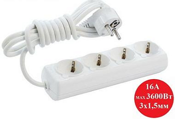 Картинка: удлинитель 4гн3м с/з белый  в Минске