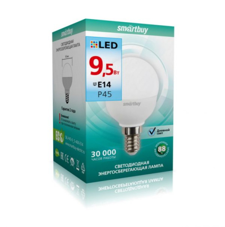 Изображение: светодиодная (led) лампа smartbuy-p45-9,5w/4000/e14 (sbl-p45-9_5-40k-e14)/100 в Минске