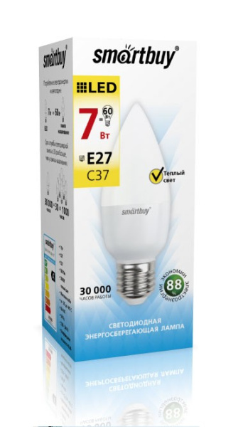 Изображение: лампа светодиодная (led) smartbuy-c37-07w/3000/e27  в #REGION_NAME_DECLINE_PP#