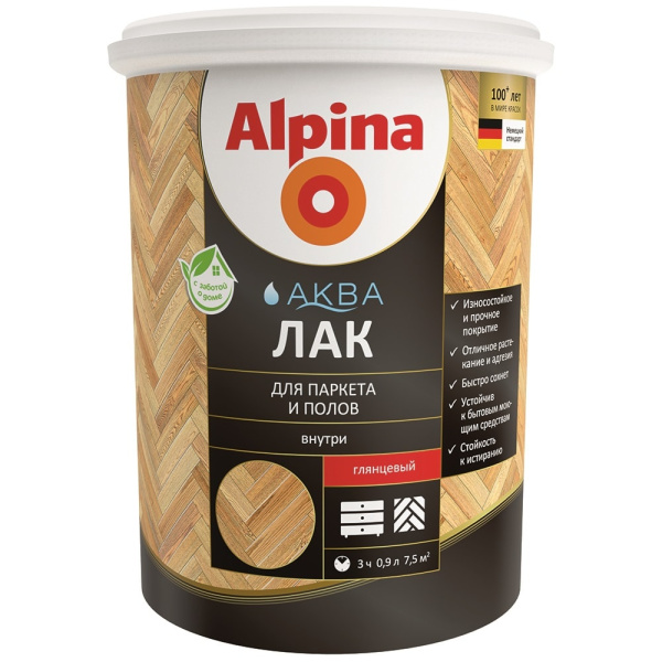 Лак акриловый водно-дисперсионный Alpina Аква для паркета и полов шелковисто-матовый 2,5 л / 2,5 кг в #REGION_NAME_DECLINE_PP# - изображение Изображение: лак акриловый водно-дисперсионный alpina аква для паркета и полов шелковисто-матовый 2,5 л / 2,5 кг в #REGION_NAME_DECLINE_PP#