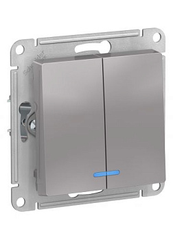 Выключатель AtlasDesign 2-кл. с подсв. (алюминий)  т.м.Schneider Electric в Минске - картинка Картинка: выключатель atlasdesign 2-кл. с подсв. (алюминий)  т.м.schneider electric в Минске