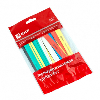 Картинка: трубка термоусаживаемая  тут 16/8 набор:7 цветов по 3шт. 100мм. ekf proxima в Минске
