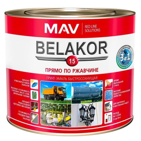 Изображение: грунт-эмаль belakor 15 прямо по ржавчине 3 в 1 быстросохнущая белый матовый 1,0л  в Минске