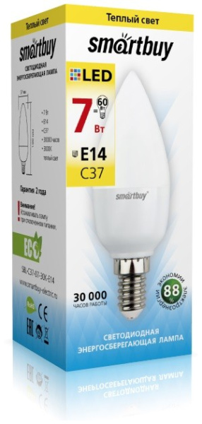 Изображение: лампа светодиодная (led) smartbuy-c37-07w/3000/e14 в #REGION_NAME_DECLINE_PP#