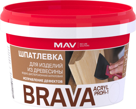 Изображение: шпатлевка brava acryl profi-1 для изделий из древесины (дуб) 0,5л (0,7кг) в Минске