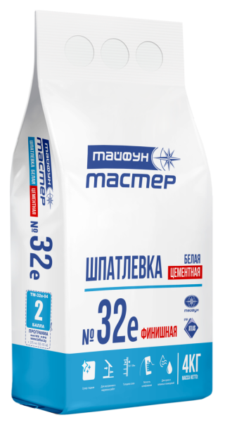 Изображение: тайфун-мастер № 32-е шпатлевка белая цементная финишная (4кг) в #REGION_NAME_DECLINE_PP#