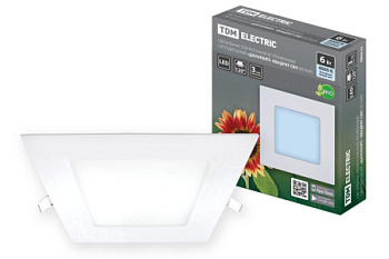 Картинка: светильник встраиваемый светодиодный "даунлайт" квадрат сво (белый) 6 вт 4000к tdm   в Минске