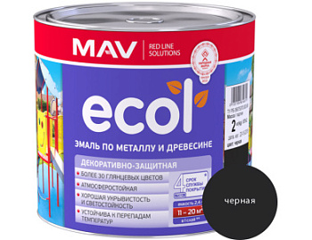 Картинка: эмаль ecol по металлу и древесине (пф-115) черная глянцевая 2,4л (2кг)   рб в Минске